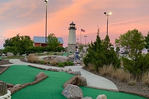 Harbor Pointe Mini Golf at sunset